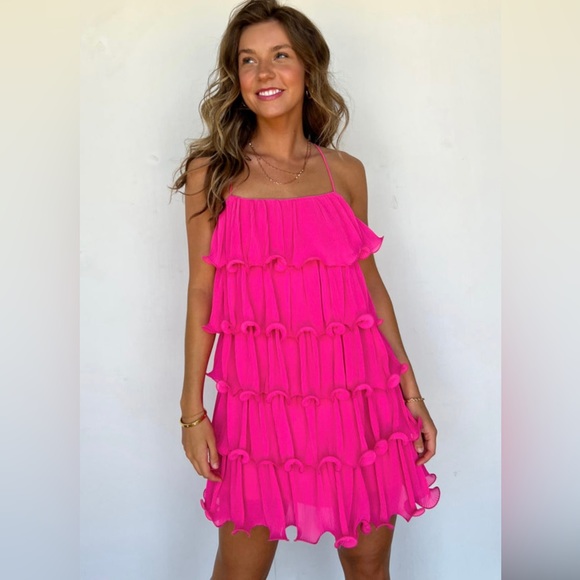 Pink Ruffle Tiered Dress - Picture 1 of 2